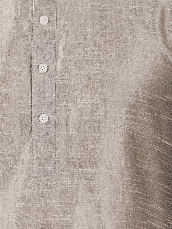 silver silk blend dhoti kurta set - 16114970 - Standard Image - 3