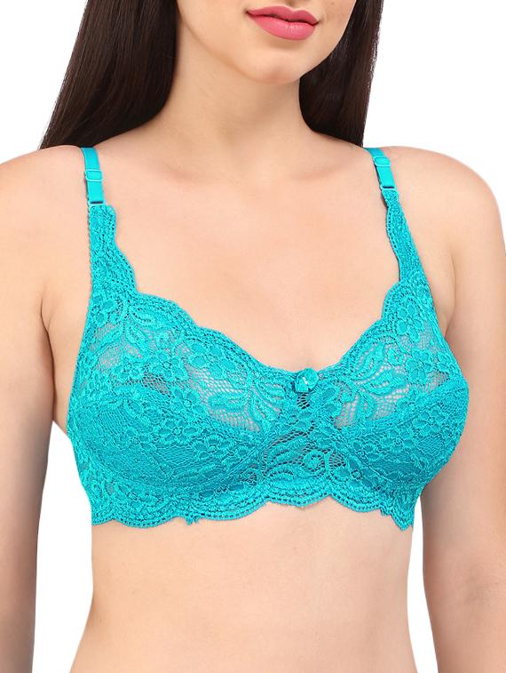 floral laced bow patch bra - 16120395 -  Zoom Image - 0