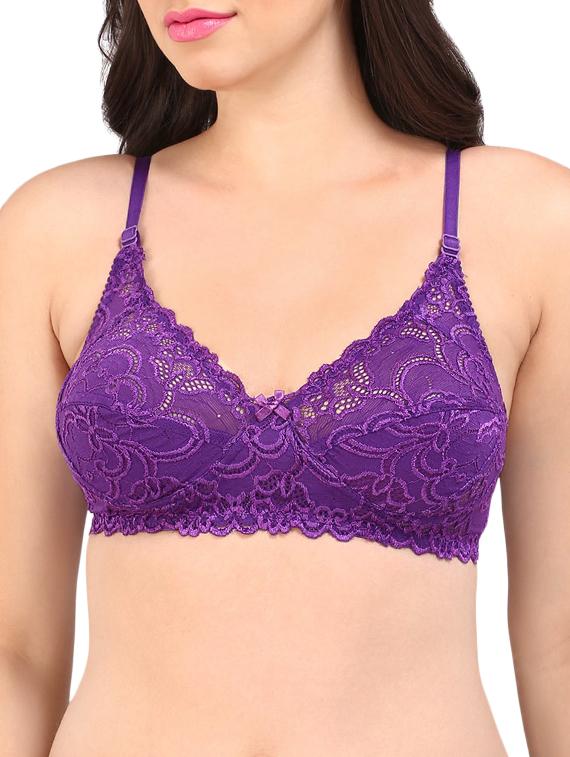 floral laced bow patch bra - 16120398 - Zoom Image - 0