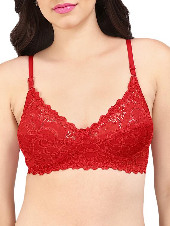 floral laced bow patch bra - 16120399 -  Zoom Image - 0