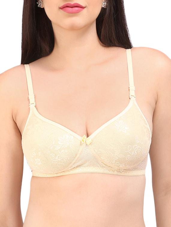 detachable strap bow patch floral bra - 16120402 -  Zoom Image - 0