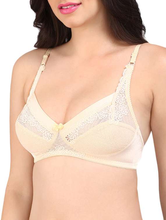 lace detail bow patch t-shirt bra - 16120410 -  Zoom Image - 0