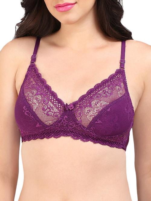 bow applique laced full coverage bra - 16120411 - Standard Image - 0