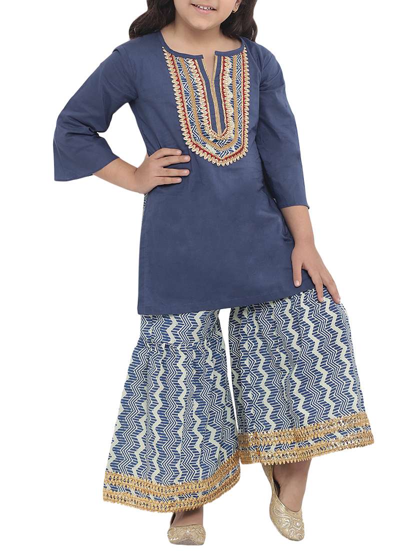 blue cotton suit set - 16128716 -  Zoom Image - 0
