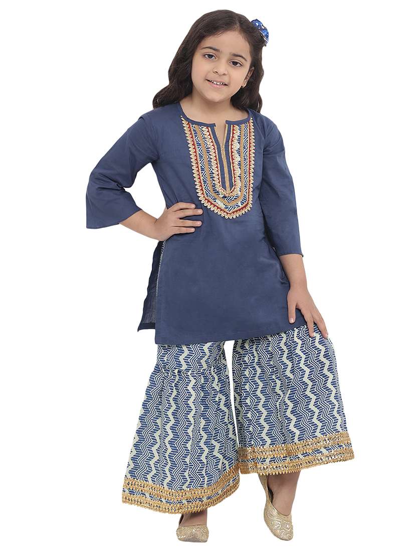 blue cotton suit set - 16128716 - Standard Image - 3