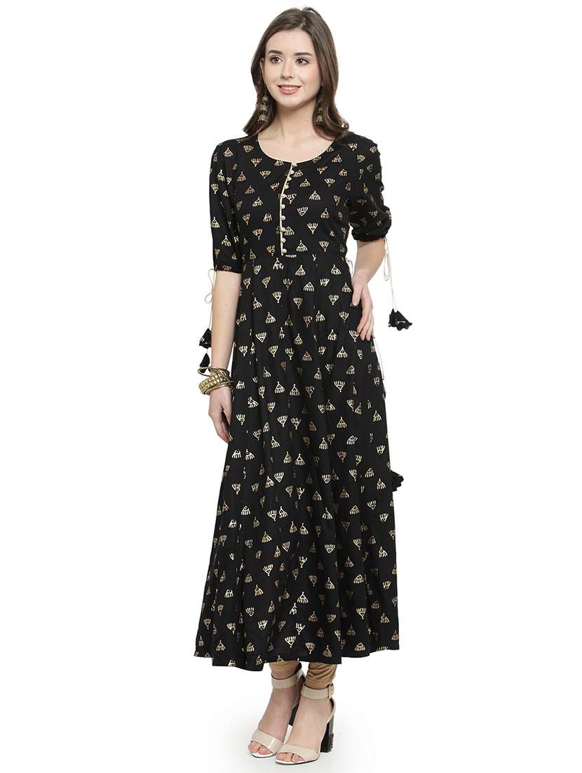 foil print anarkali kurta
