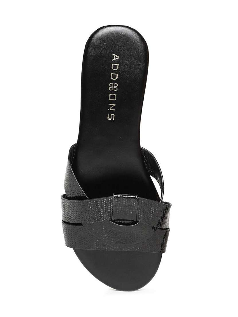 black pu slip on sandals - 16129838 -  Standard Image - 3