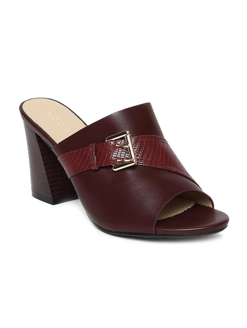 maroon pu mules sandals - 16129904 - Zoom Image - 0