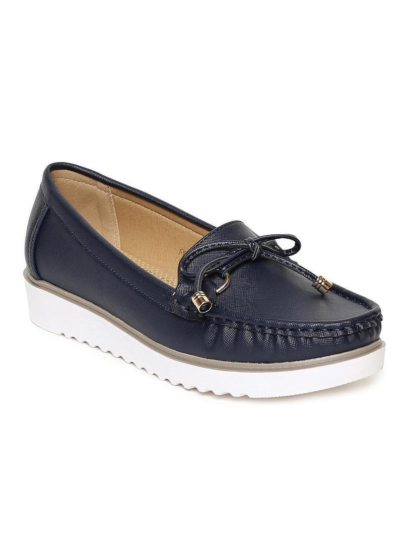 navy pu slip on loafers - 16130016 - Zoom Image - 0