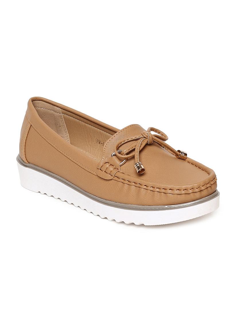 tan pu slip on loafers - 16130017 - Zoom Image - 0