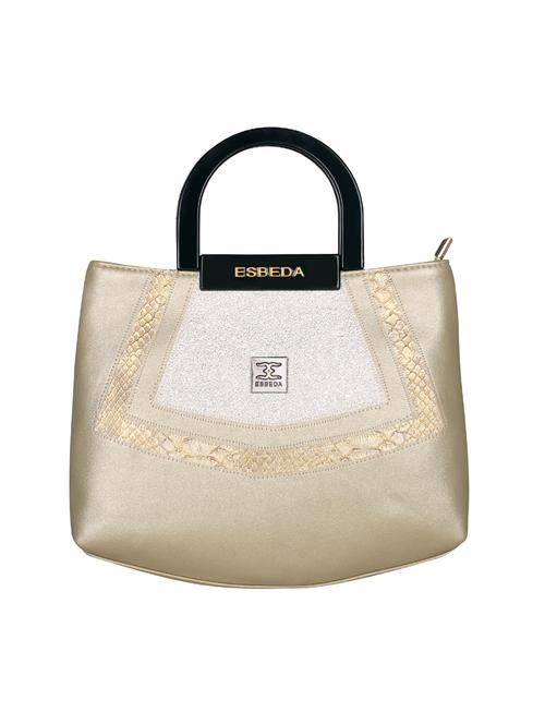 gold leatherette (pu) handbag - 16131471 - Standard Image - 0