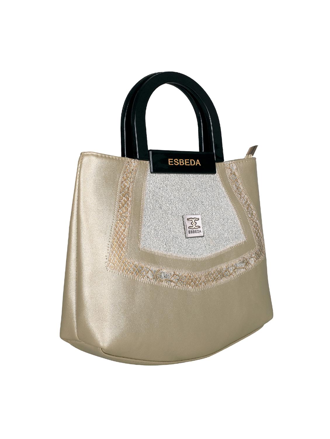 gold leatherette (pu) handbag - 16131471 - Standard Image - 3