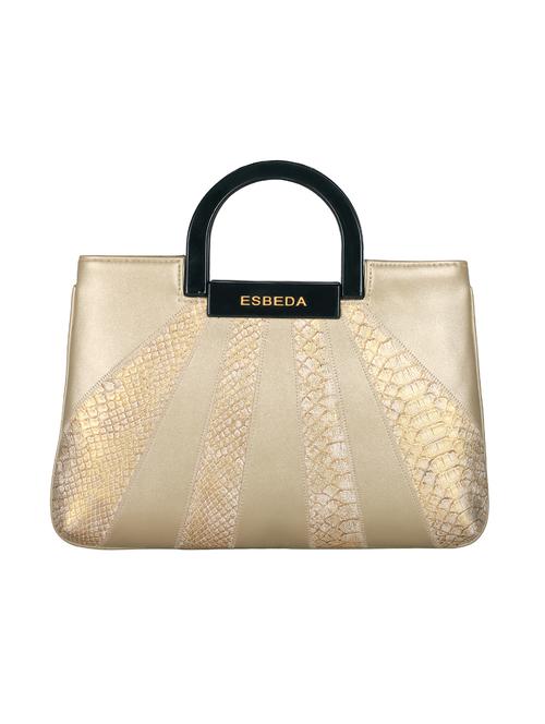 gold leatherette (pu) handbag - 16131474 -  Standard Image - 0
