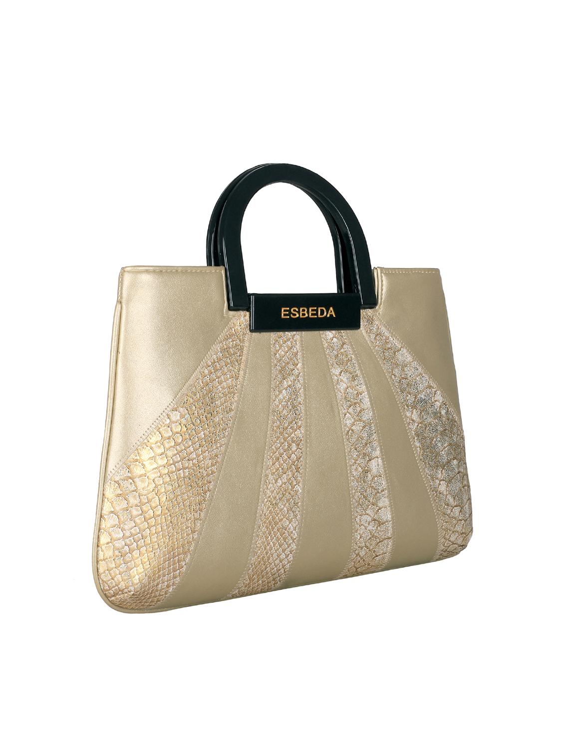 gold leatherette (pu) handbag - 16131474 - Standard Image - 3