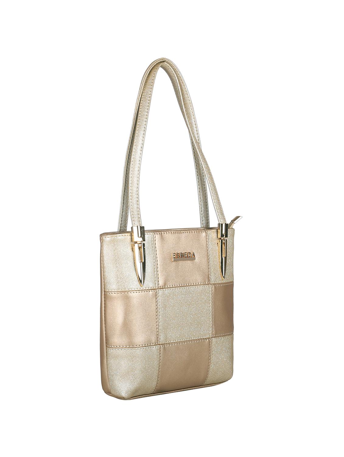 gold leatherette (pu) handbag - 16131478 - Standard Image - 3