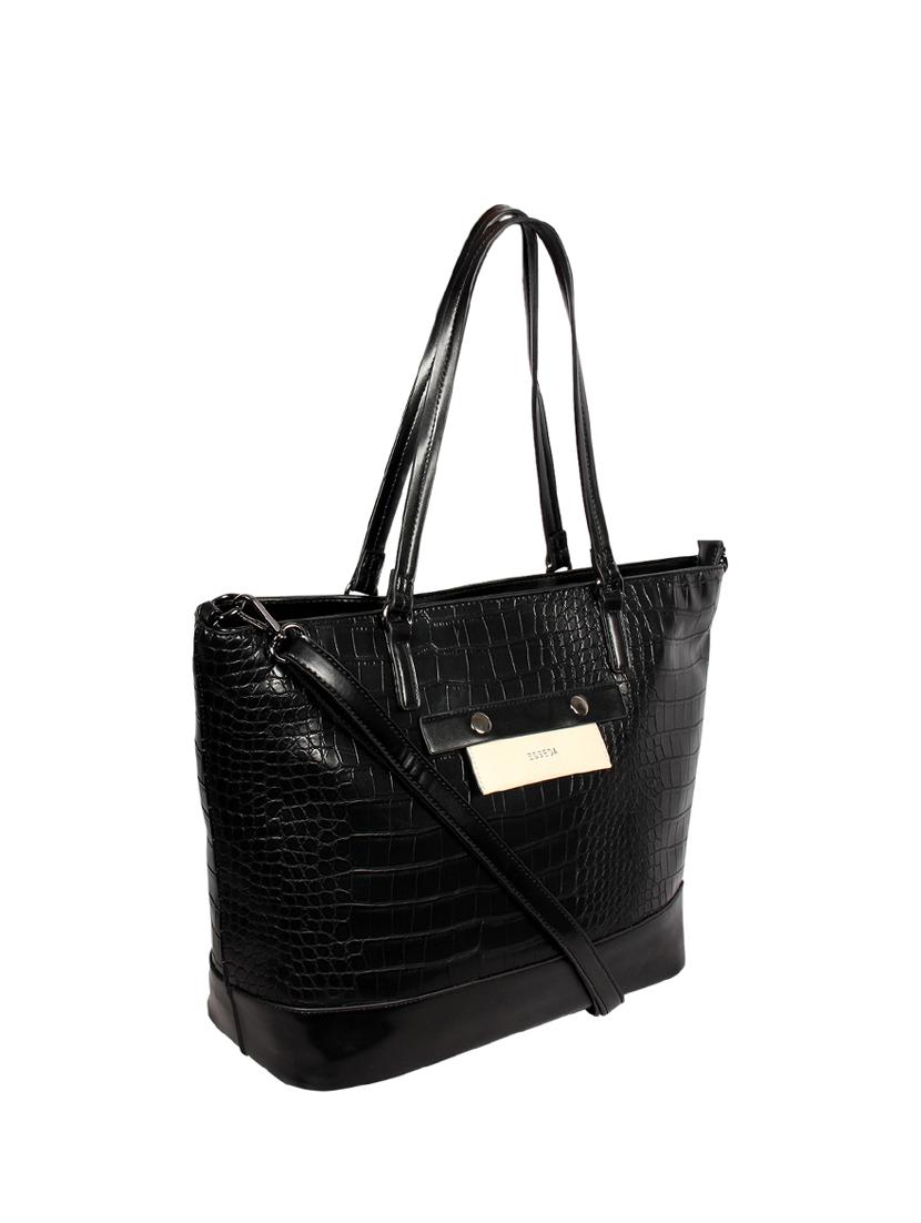 black leatherette (pu) handbag - 16131496 - Standard Image - 3