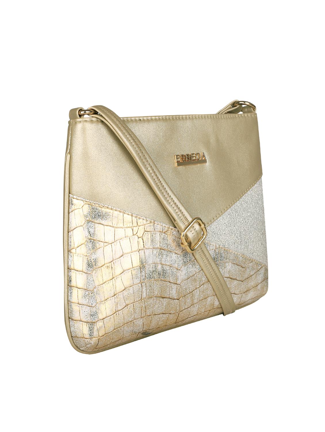 gold leatherette (pu) sling bag - 16131564 - Standard Image - 3