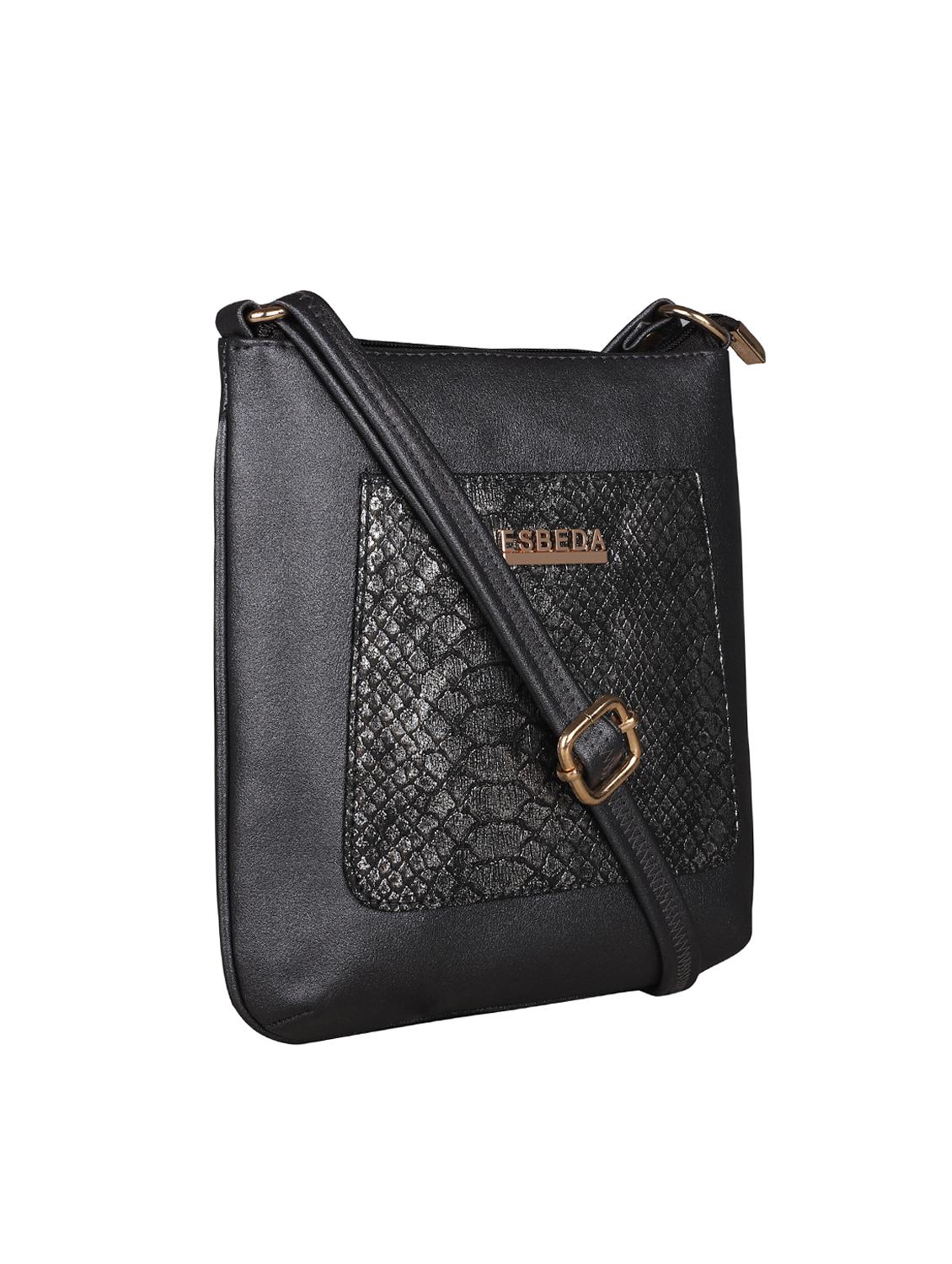 black leatherette (pu) regular sling bag - 16131582 - Standard Image - 3
