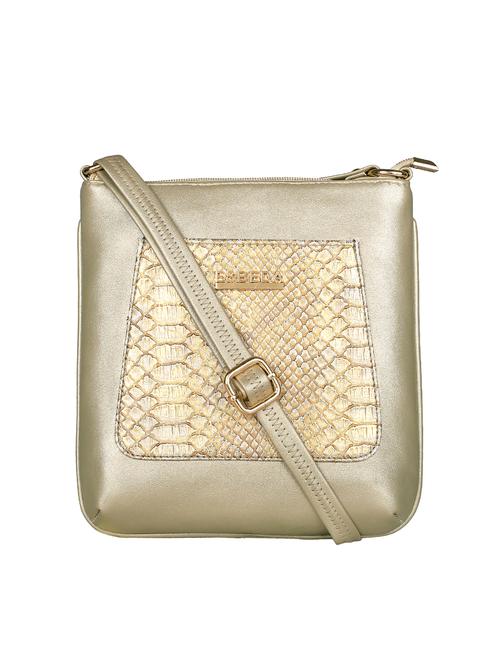 gold leatherette (pu) sling bag - 16131584 - Standard Image - 0
