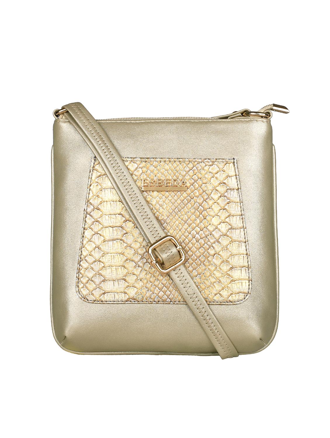 gold leatherette (pu) sling bag - 16131584 - Zoom Image - 0