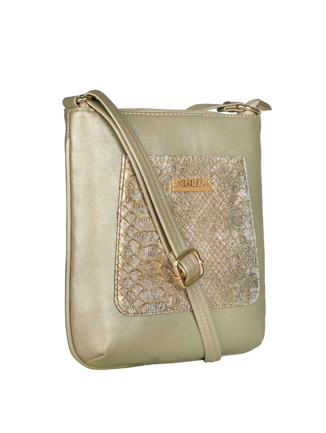 gold leatherette (pu) sling bag - 16131584 - Standard Image - 3