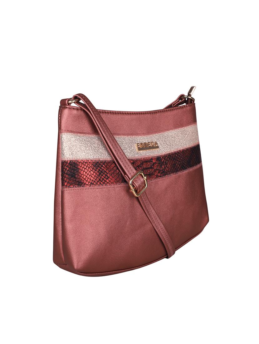 maroon leatherette (pu) sling bag - 16131714 - Standard Image - 3