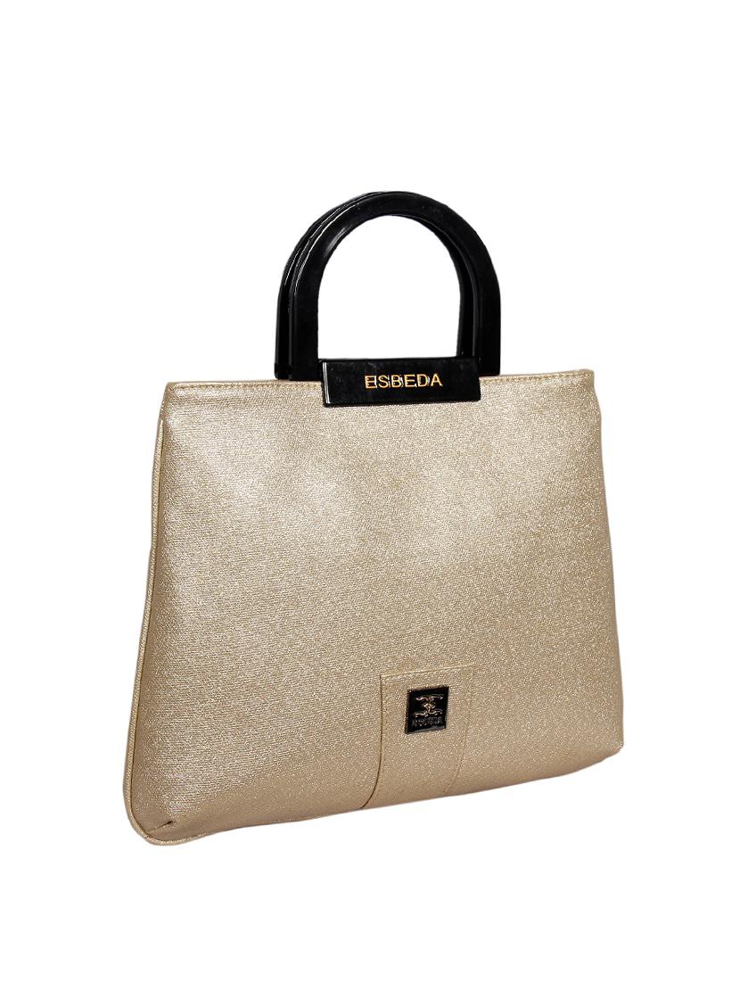 gold leatherette (pu) regular handbag - 16131722 - Standard Image - 3