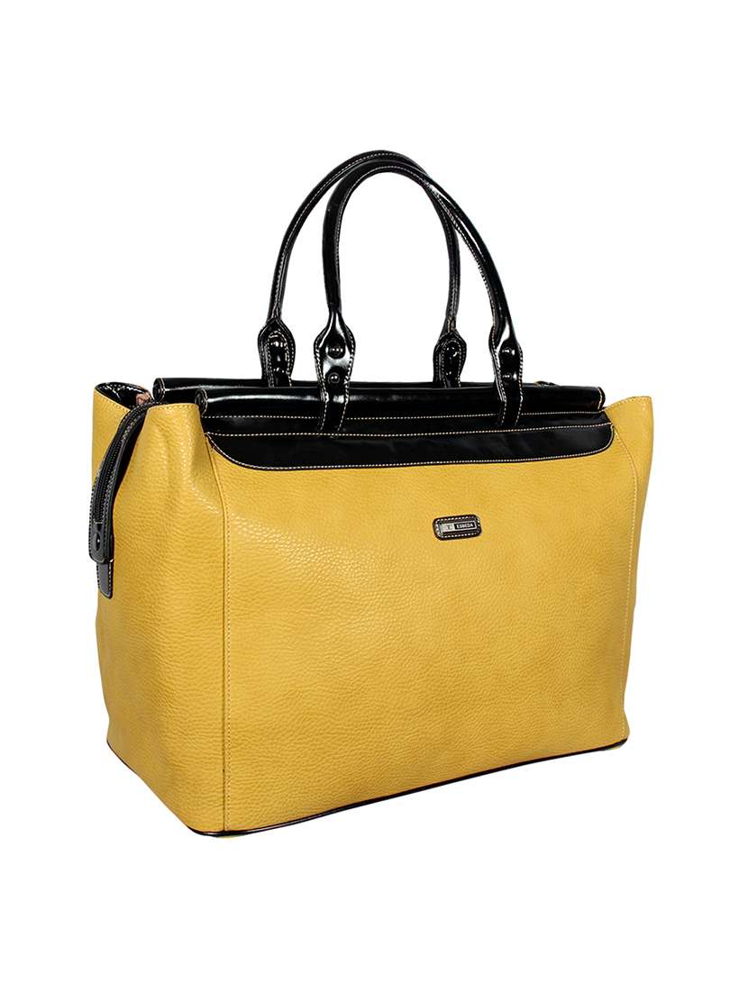 yellow leatherette (pu) satchel - 16131727 - Standard Image - 3