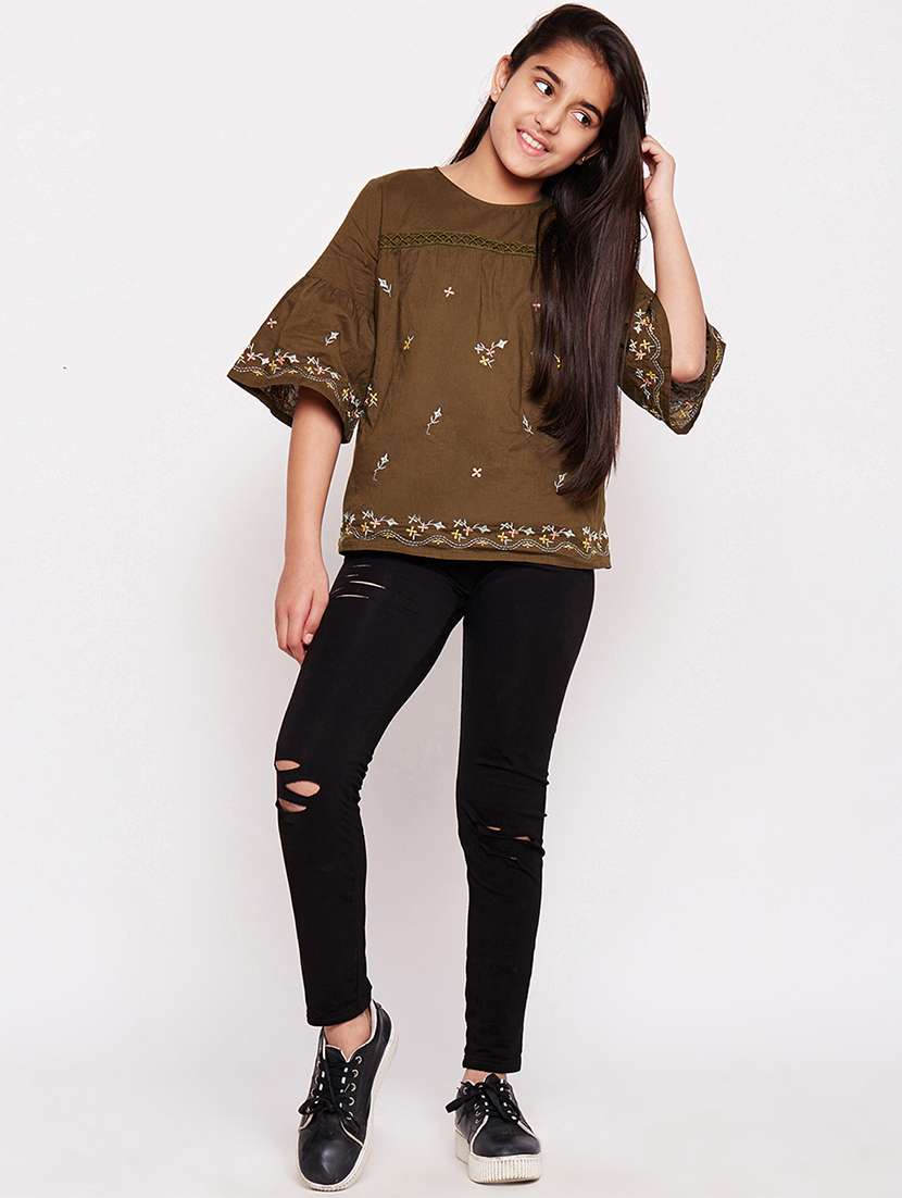 green cotton top - 16132544 - Standard Image - 3