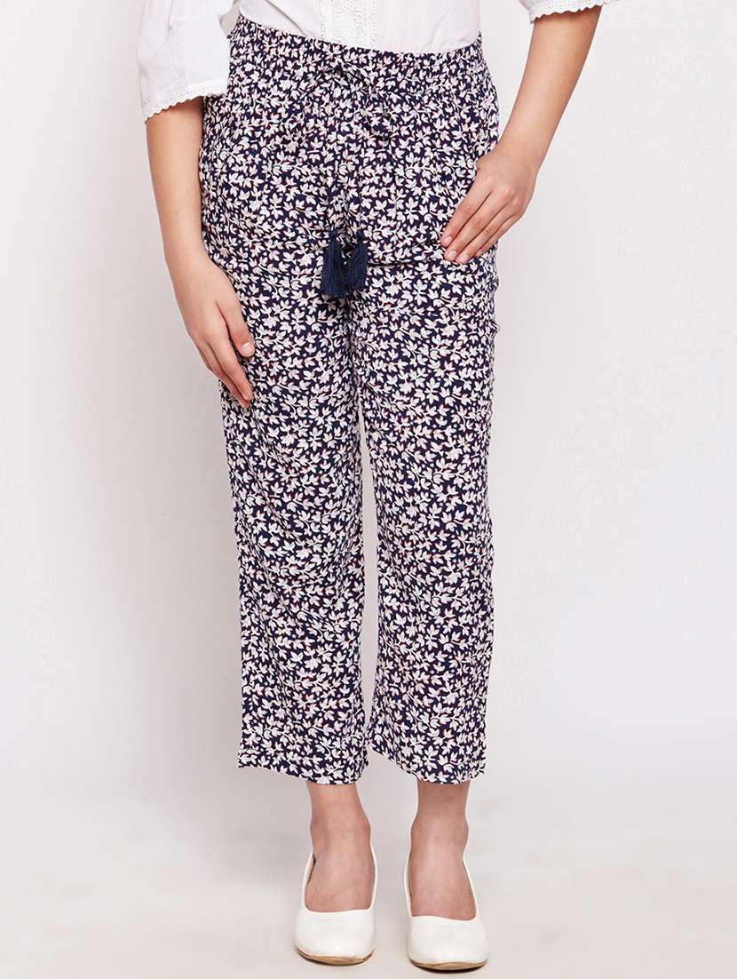 navy blue viscose casual trouser - 16132546 - Zoom Image - 0