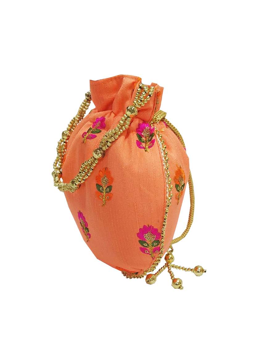 peach silk ethnic potli - 16133527 -  Standard Image - 3