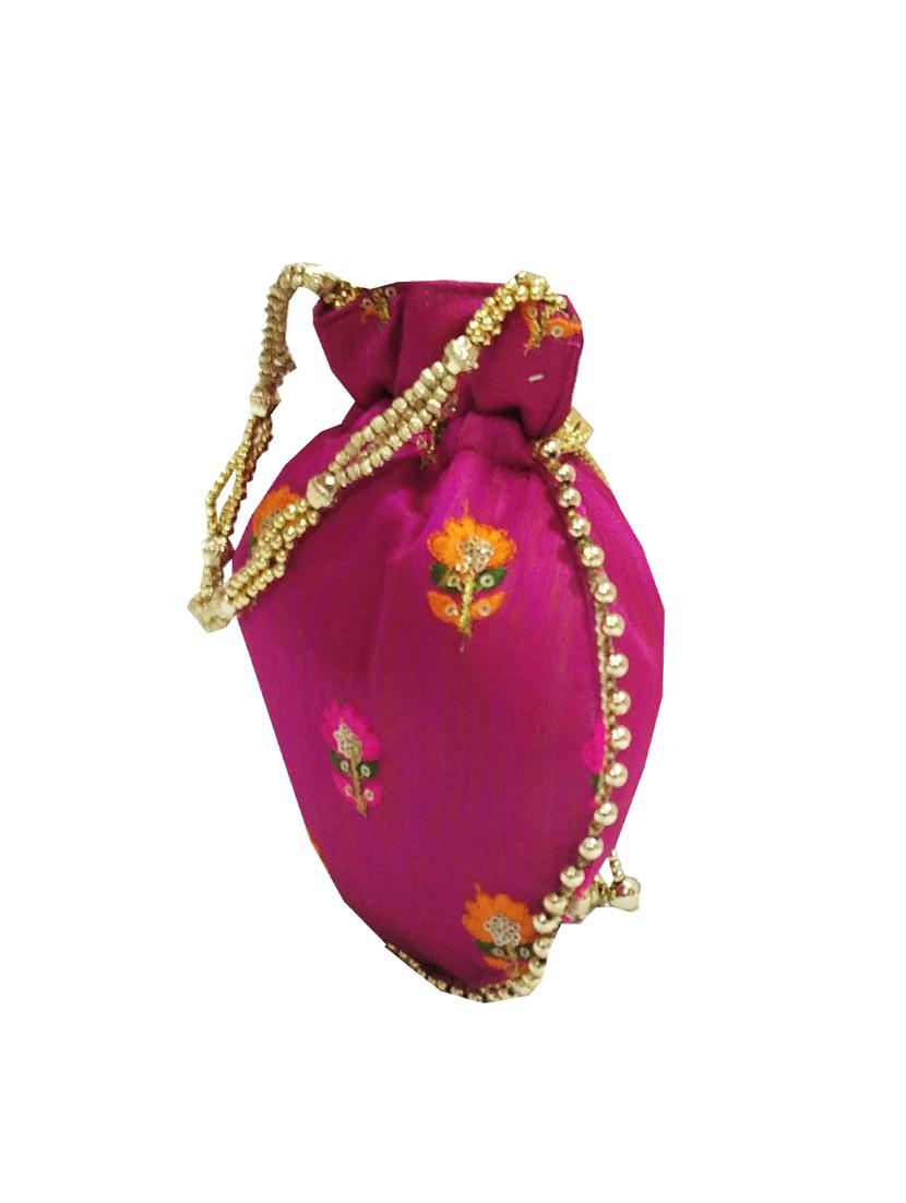 pink silk ethnic potli - 16133528 - Standard Image - 3