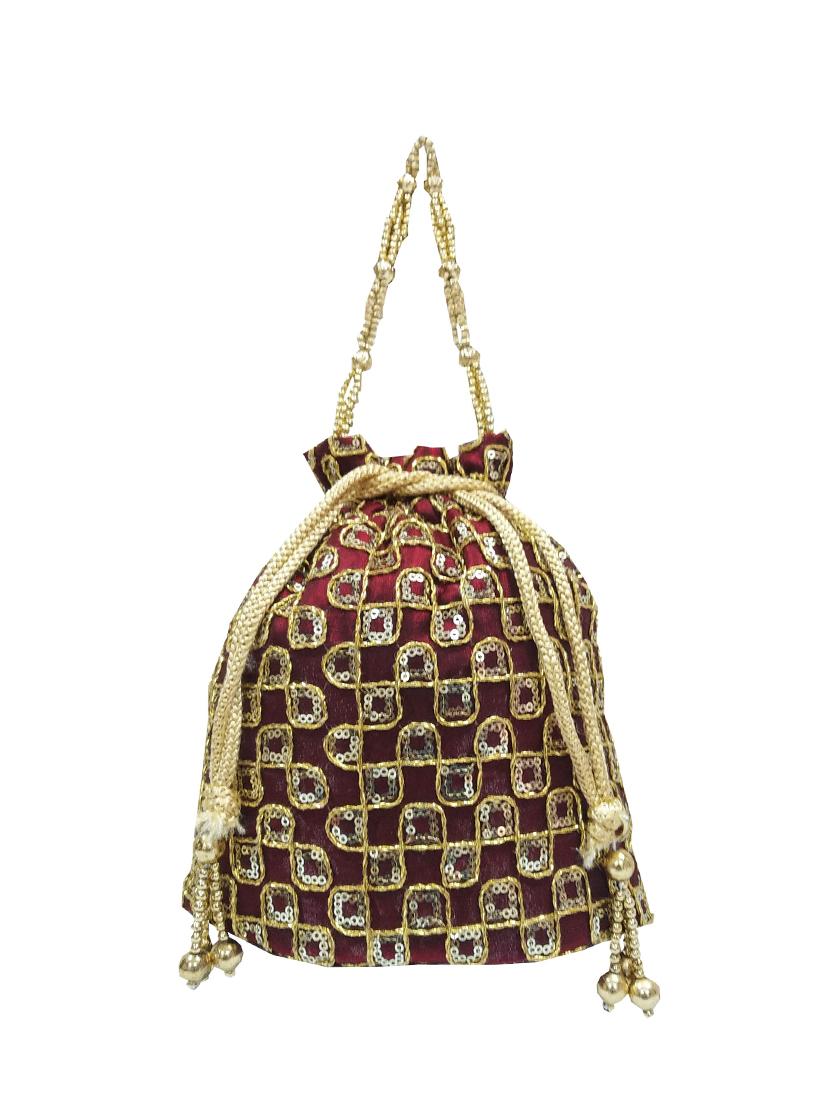 maroon silk ethnic potli - 16133529 - Zoom Image - 0