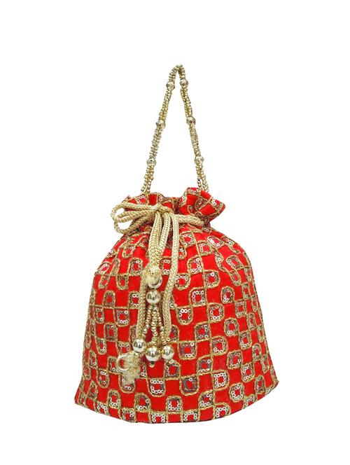red silk ethnic potli - 16133533 - Standard Image - 0