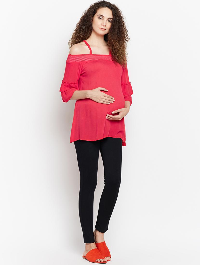 smocked cold shoulder maternity wear tunic - 16133661 - Standard Image - 3