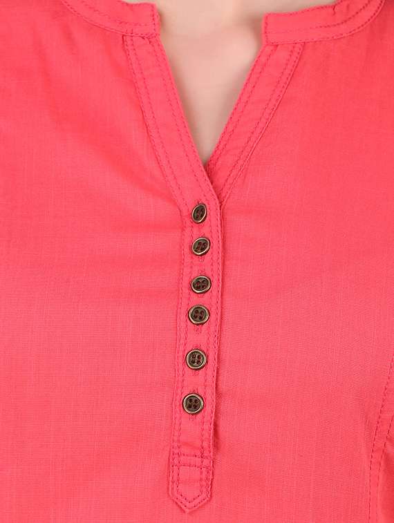 pink solid straight kurta - 16134280 - Standard Image - 3
