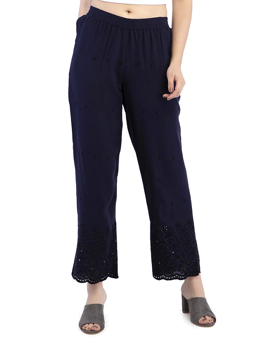 embroidered straight palazzo - 16134367 -  Zoom Image - 0