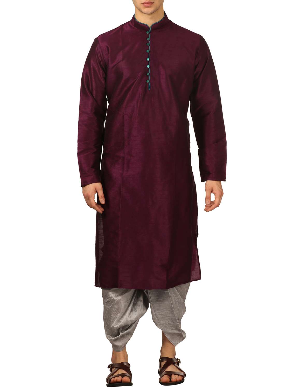 purple silk blend dhoti kurta set