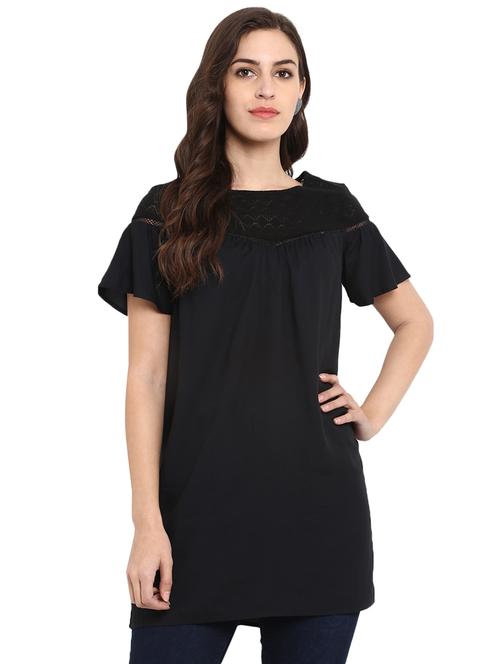 lace panel gather detail tunic - 16136108 - Standard Image - 0