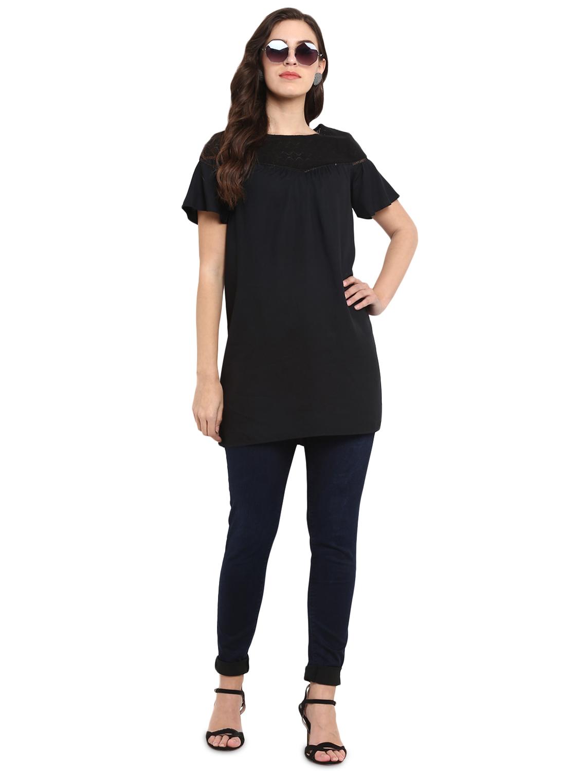 lace panel gather detail tunic - 16136108 - Standard Image - 3