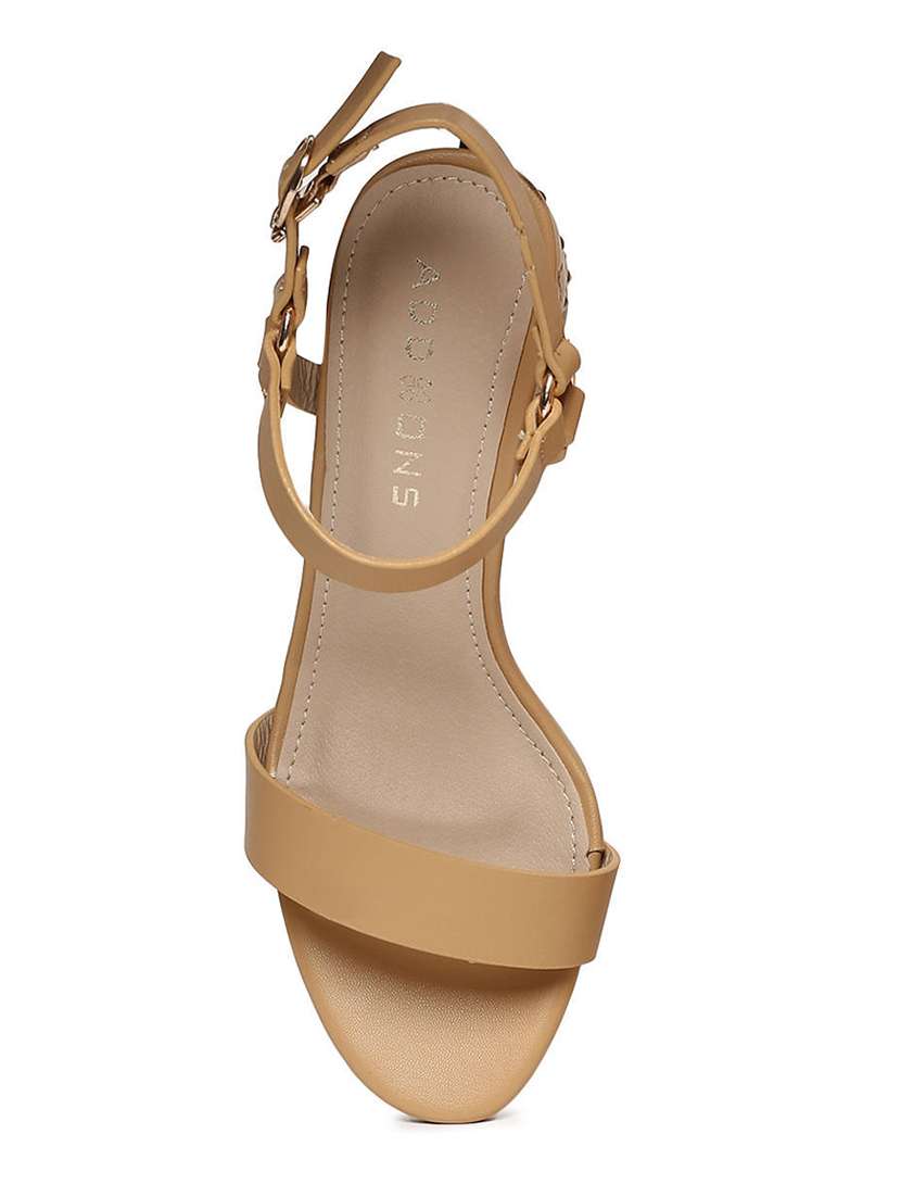 tan pu ankle strap sandals - 16137854 -  Standard Image - 3