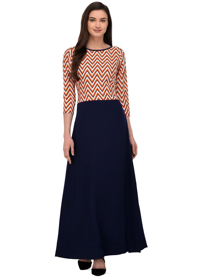 chevron a-line ethnic dress - 16138572 - Zoom Image - 0