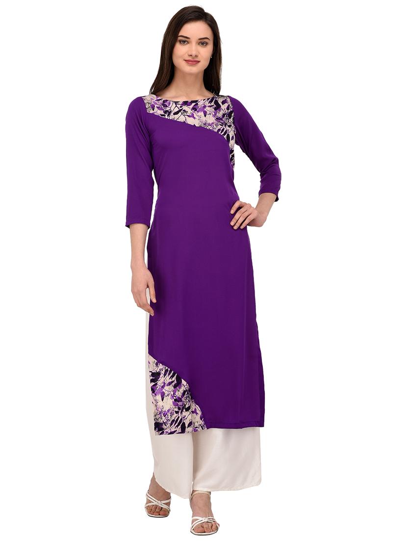 color block straight kurta - 16138581 -  Zoom Image - 0