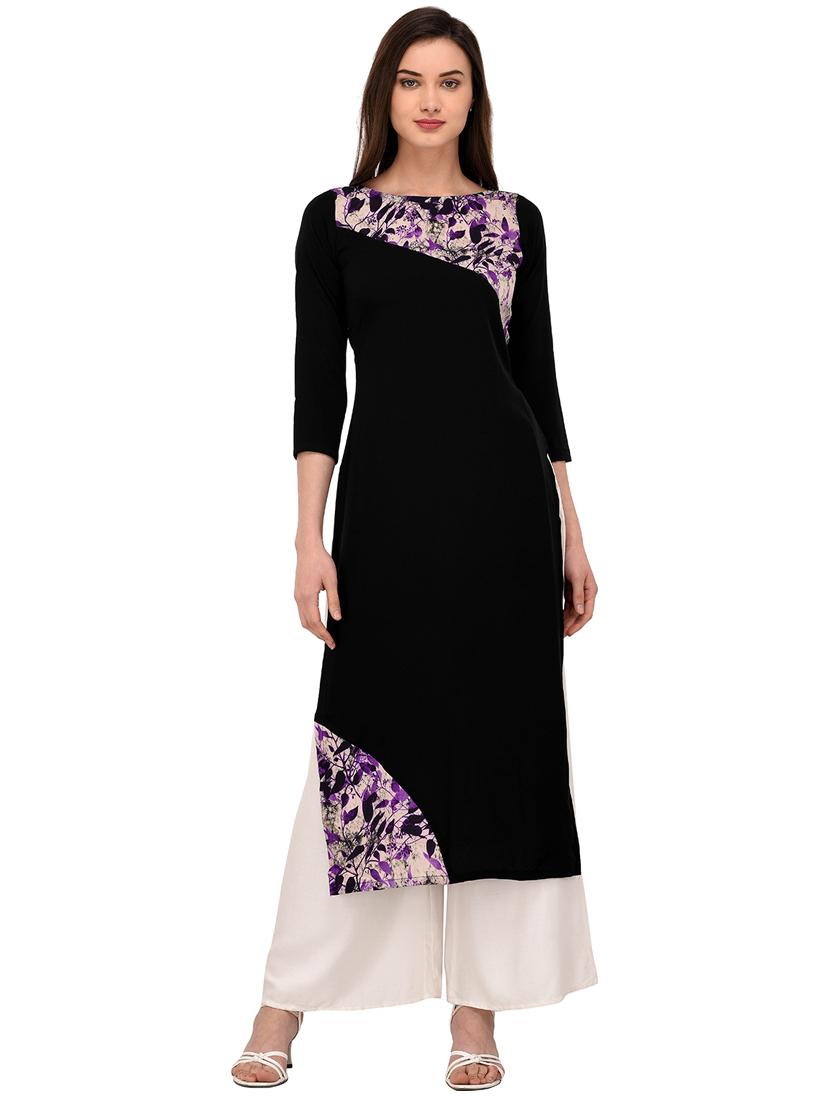 color block straight kurta - 16138583 - Zoom Image - 0