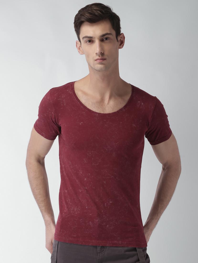 maroon washed t-shirt - 16142269 - Zoom Image - 0