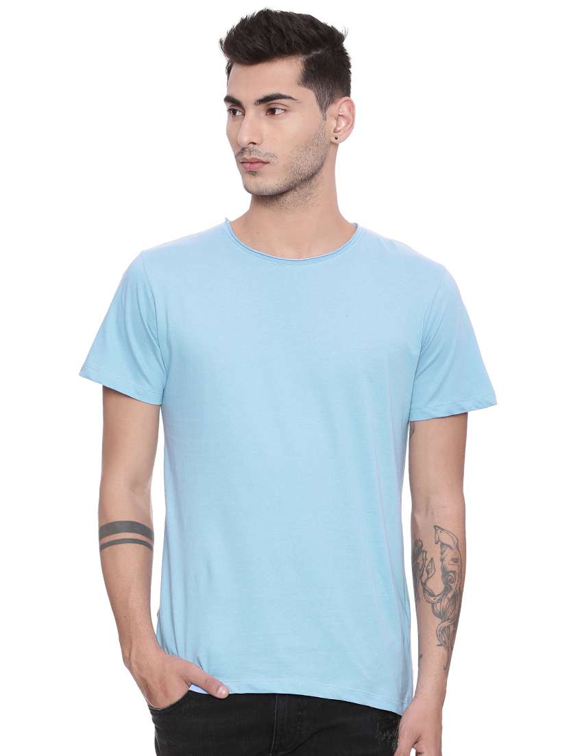 blue solid tshirt