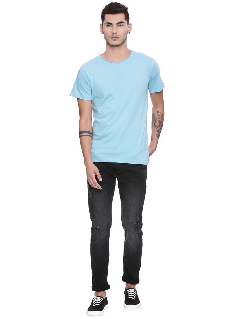 blue solid tshirt - 16142284 -  Standard Image - 3