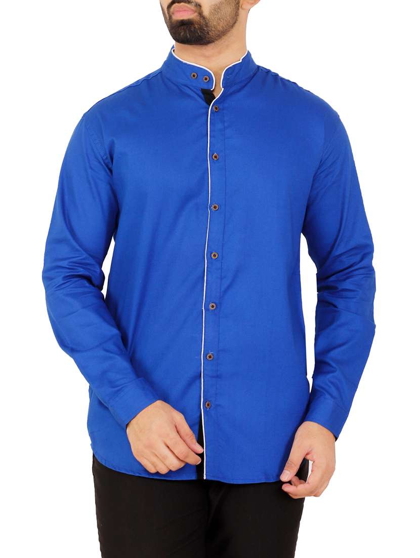 blue solid casual shirt