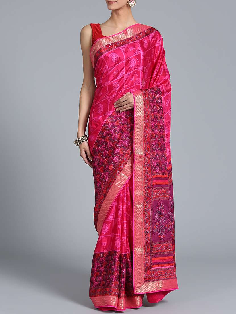 geometrical printed saree with blouse