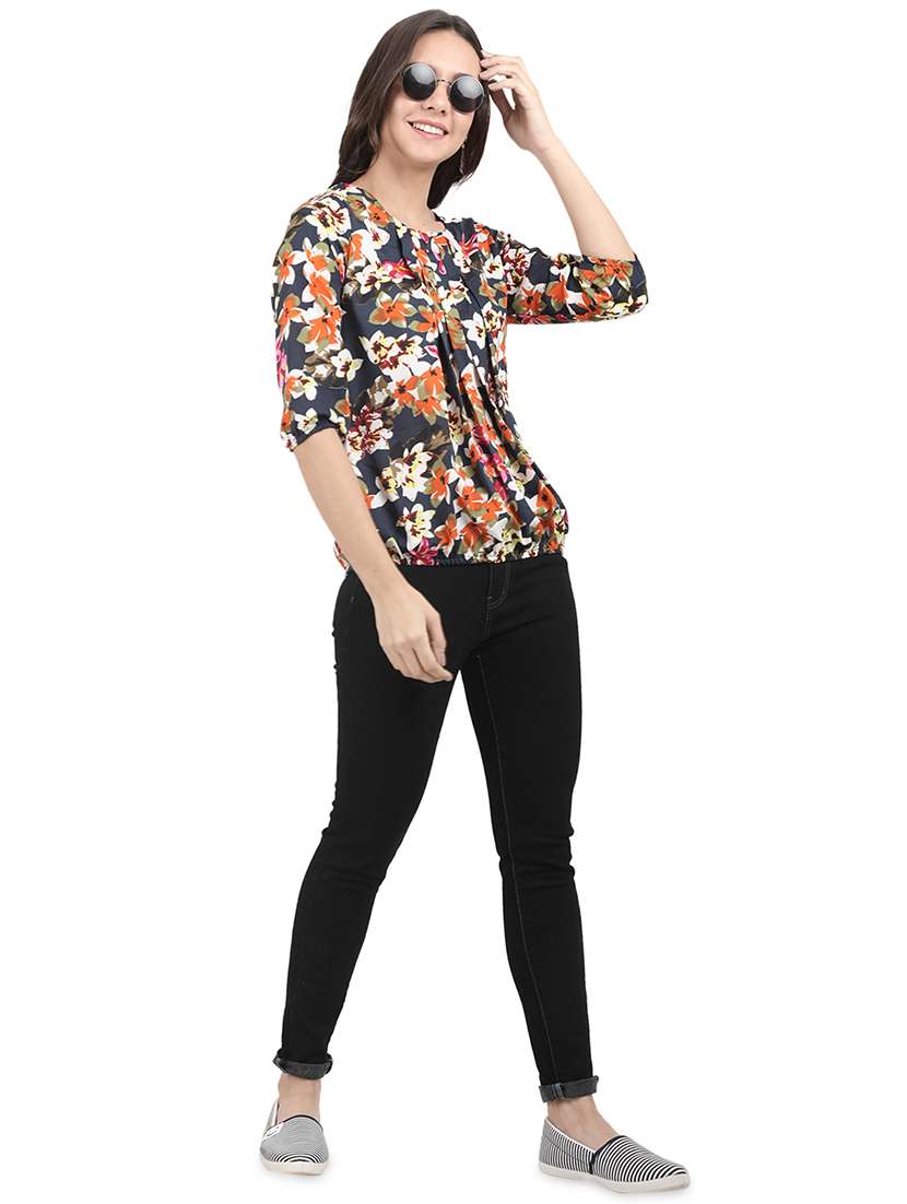 pleated floral blouson top - 16159055 -  Standard Image - 3